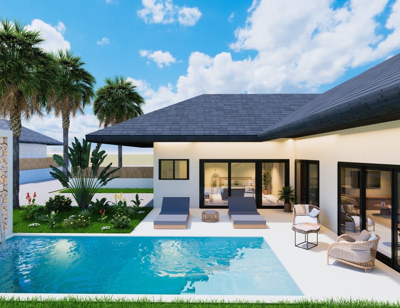 Siam Harmony Residence — villa terrace and pool by day