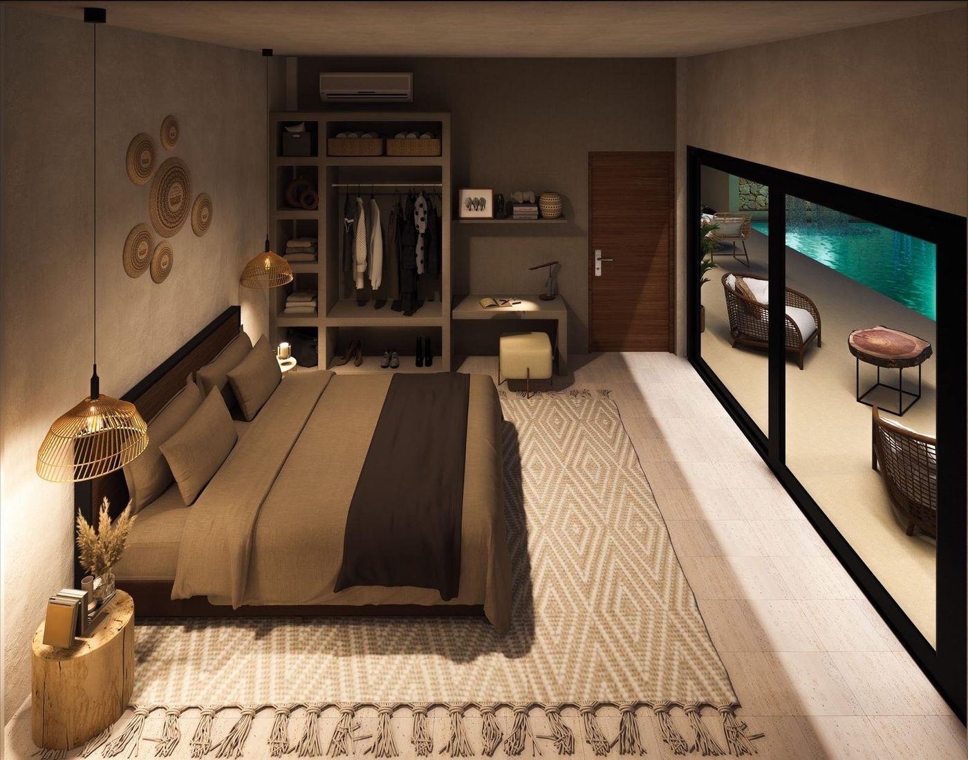 Siam Harmony Residence — villa bedroom in the evening
