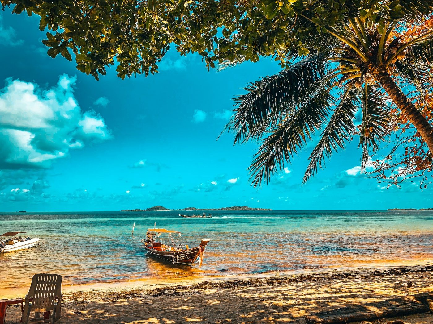 Koh Samui — palm-lined beach at sunset