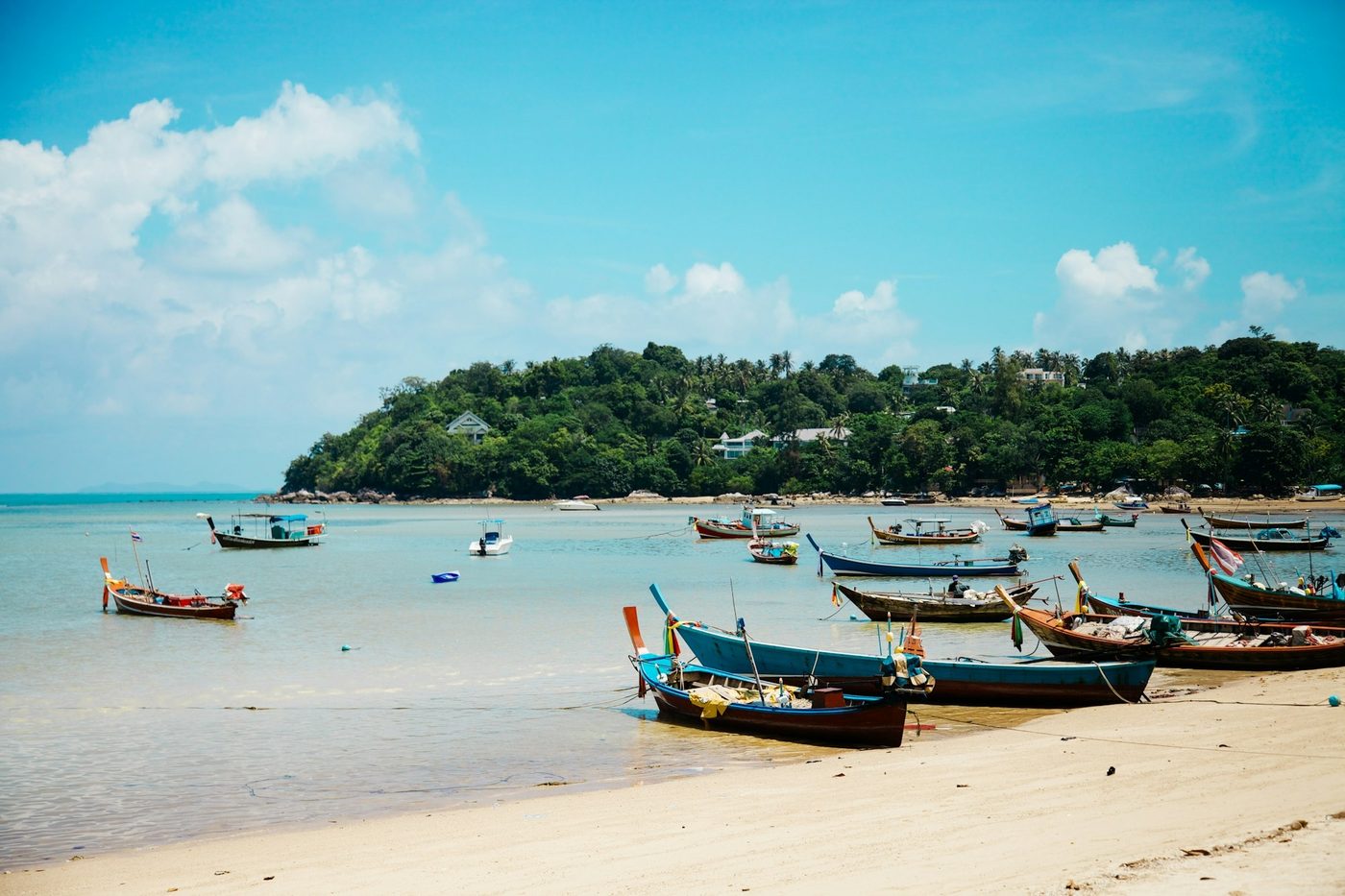 Koh Samui — longtail boats on the shore